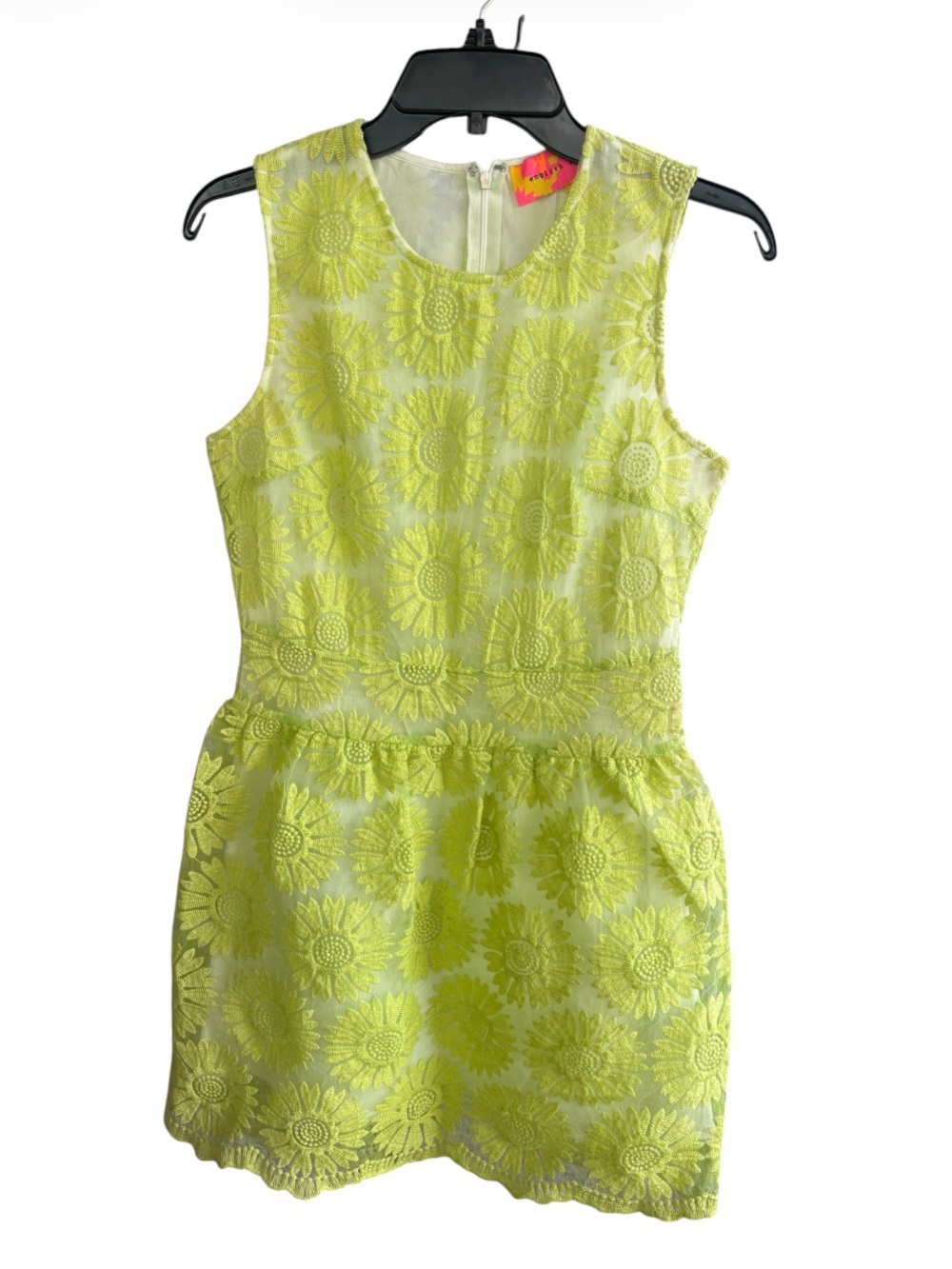 english rose Neon Lime Sunflower Lace Midi Dress